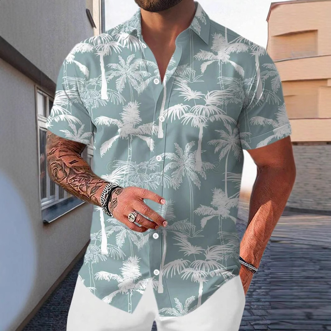 2025 Summer Mens Travel and Vacation Trend 3D Printed Short Sleeve Casual Shirt 240807