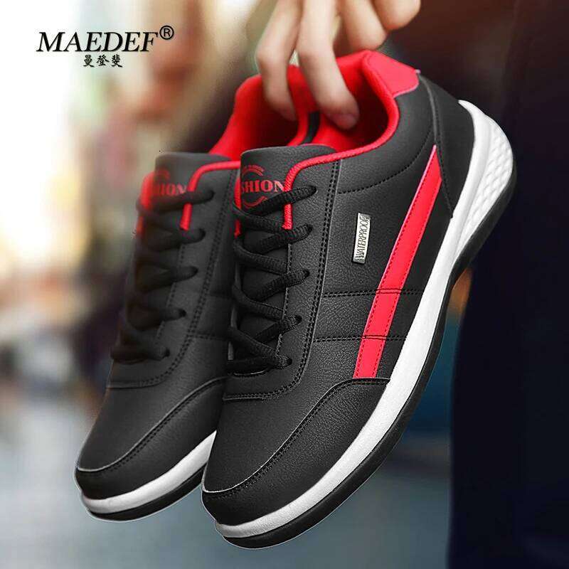 MAEDEF Shoes Men PU Leather Waterproof Casual Comfortable Men's Sneaker Lace Up Footwear Vulcanized Man Shoe Masculino