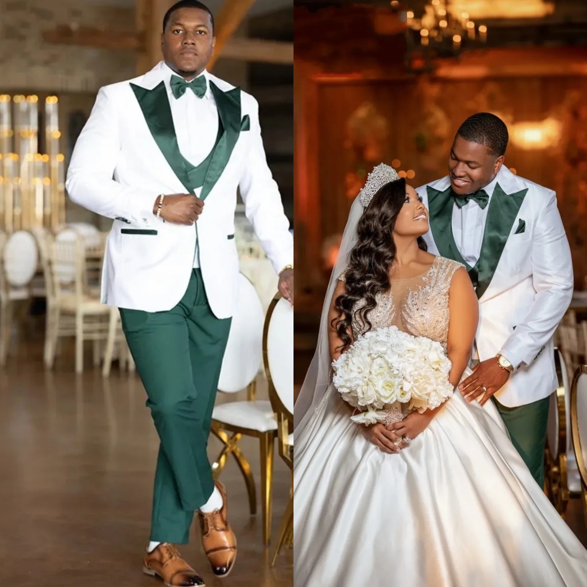 Gentleman Man Tuxedos 3 Pcs Jacket Vest Pants Wedding Suit Simple One Button Peaked Lapel Evening Groom Party Outfits Customized