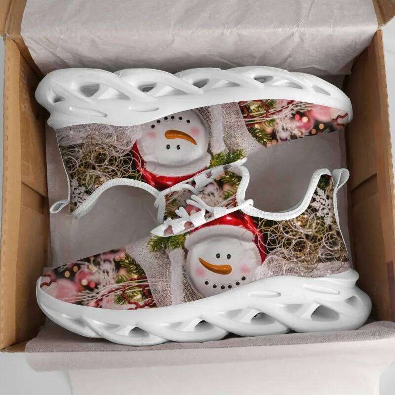 Men's Christmas Cute Women's Lace Up Flats Men Shoes Mesh Breathable Tennis Sports Shoe Athletic Male Sneakers