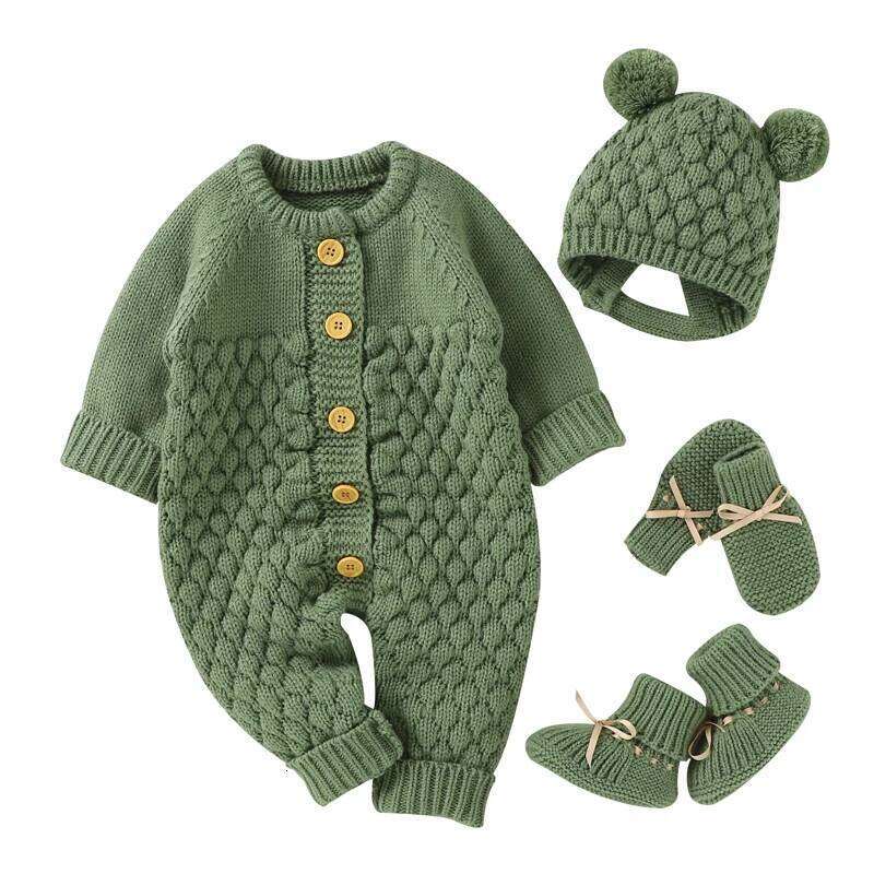 Baby Rompers Clothes Autumn Winter Knitted Newborn Boys Girls Jumpsuits Fashion Solid Plain Toddler Kids Unisex Wear 26H0224