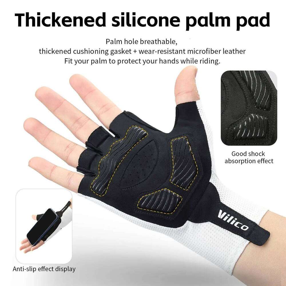 Short Cycling Fingerless Gloves Anti-slip Bicycle Lycra Fabric Half Finger Mitten for Mtb Road Bike Sports Racing 26H0224