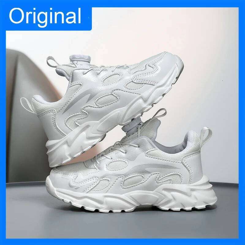 Sports Spring Breathe Mesh Thick Sole Light Anti Slip Children Daily Wear Casual Student Soft Running Shoes 26W0224