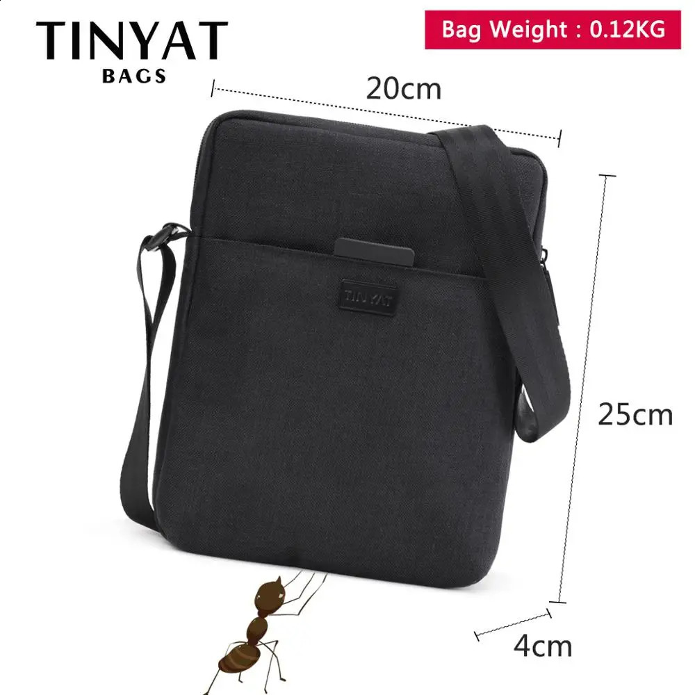 TINYAT Mens Bags Light Canvas Shoulder Bag For 79 Ipad Casual Crossbody Bags Waterproof Business Shoulder bag for men 013kg 260202