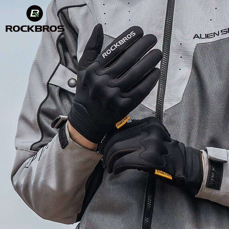 ROCKBROS Winter Touch screen Windproof Bike Cycling Full Finger Ski Non-Slip Warm Sports Motorcycle Hiking Gloves 26H0224