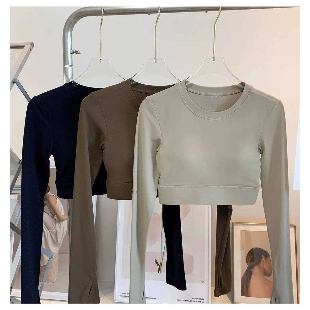 Women's Sports Top with Built-in Bra, less Yoga Wear, Running Training, Professional Pilates Fitness Clothing, Long Sleeve 26Y0224