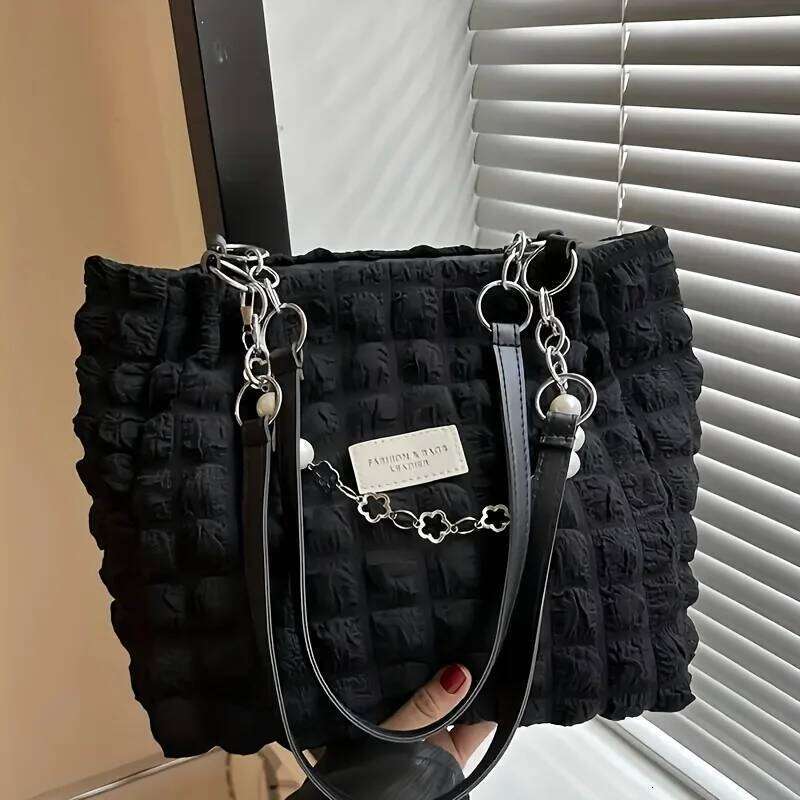 Chic Cloud Tote Large Capacity Nylon Women's Shoulder Bag with Zipper Closure Polyester Lining, Perfect for Commuting Outing Z260224