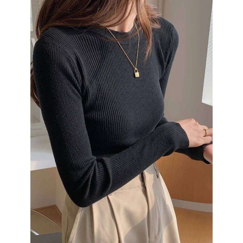 O-neck Solid Knit Slim Pullovers Autumn Winter 2025 Chic Casual Basic Women Female Long Sleeve Warm Versatile Sweater 26L0224