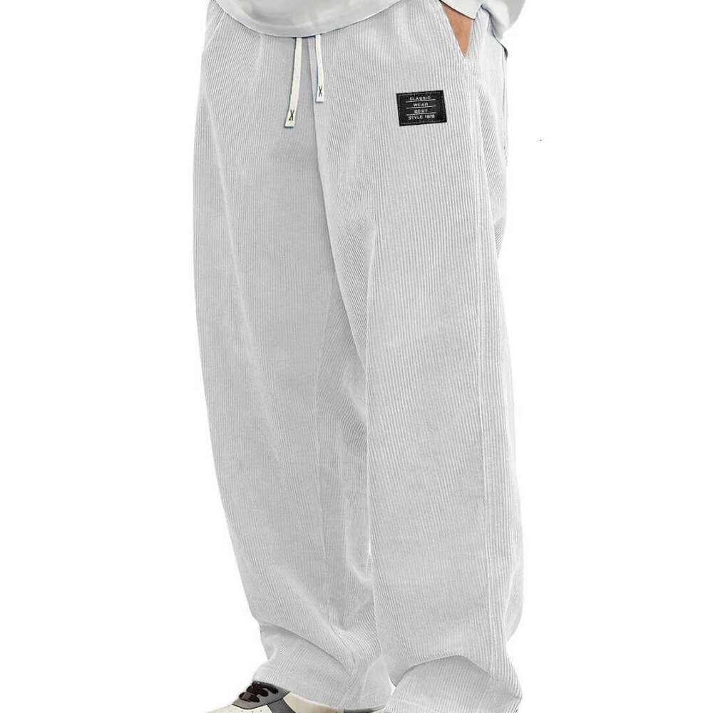 Amazon Cross-Border European Size Men's Autumn New Comfortable Long Loose Logo Corduroy Fabric Casual Pants