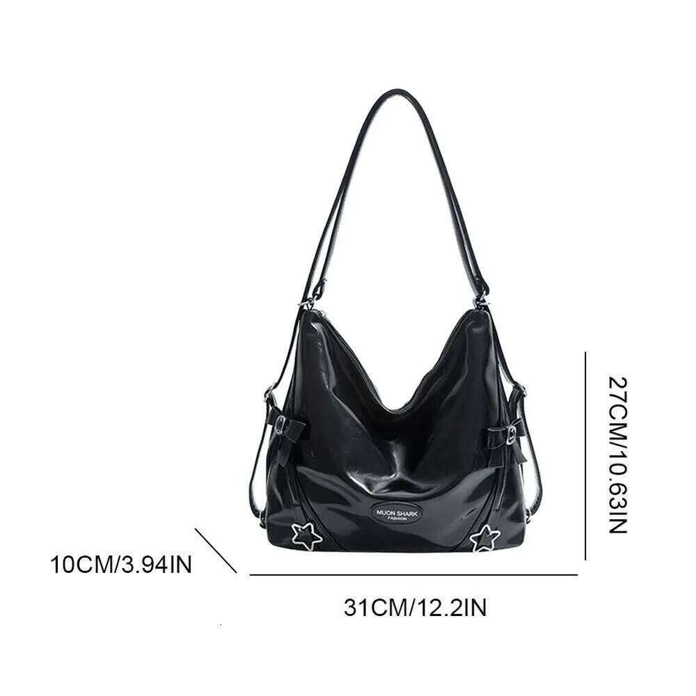 Women Y2k PU Leather All-Match Shoulder Solid Color Versatile Handbag Work Commute School Bag Z260224