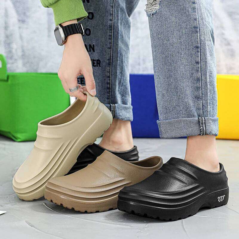 Men's Baotou Comfortable EVA Anti Slip Waterproof Oil Proof Outdoor Luxury Sandals Travel Play Fishing Rain Shoes