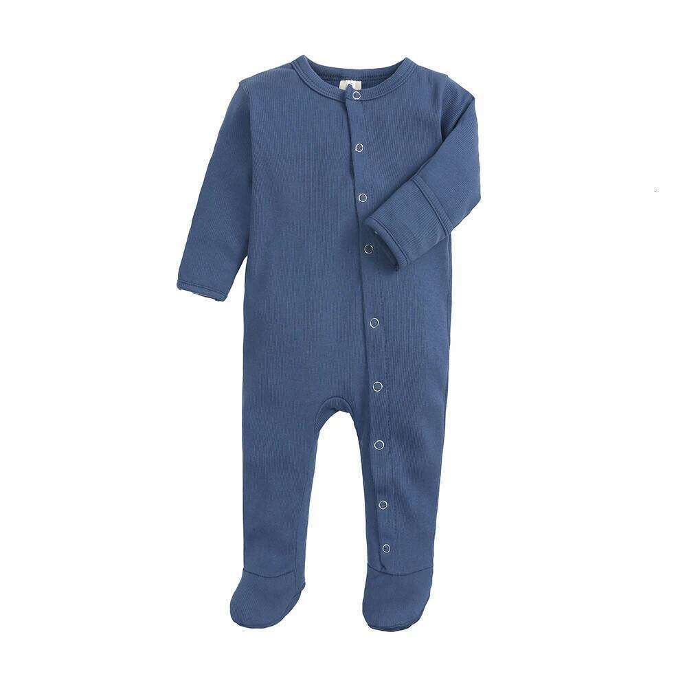 Autumn Newborn Baby Boys Girls Clothes Solid Color Jumpsuit Rompers Infant Footed Covered Jumpsuits Bodysuit Outfits 26Y0224