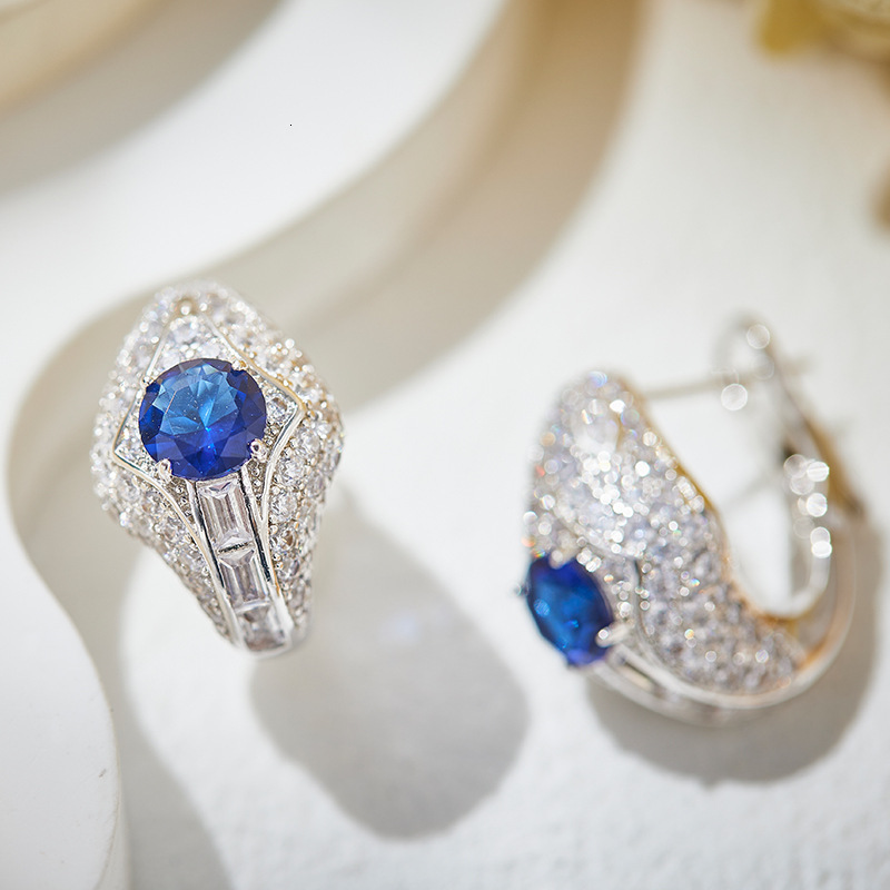 Earrings New Model Tanzanite Blue Earrings, Gold-Plated Earrings, Celebrity Vintage Style Earrings, Unisex Snake Earrings