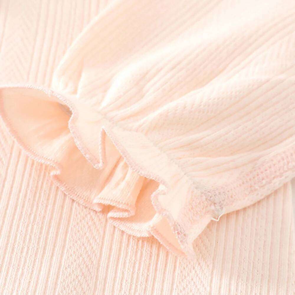 Girl Christmas Romper Long Sleeve 100% Cotton Ruffles Solid Color Newborn Clothes Princess Baby Jumpsuits 26H0224