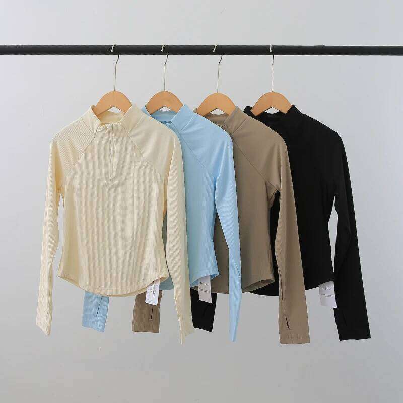 Slim-fit Stand-up Collar Half Zipper Yoga Long Sleeve Autumn Winter Running Sports Top Quick-drying Fitness Suit for Women 26Y0224