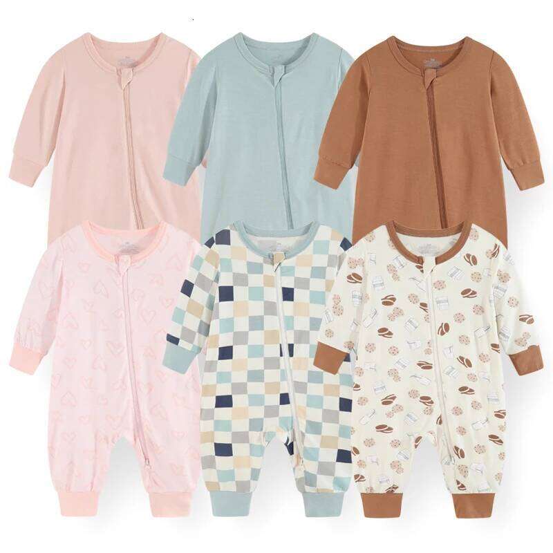 2/3Pieces Unisex Rompers 2-Way Zipper New Born Girl Sets Autumn 0-24M Cotton Baby Boy Clothes Spring 26Y0224