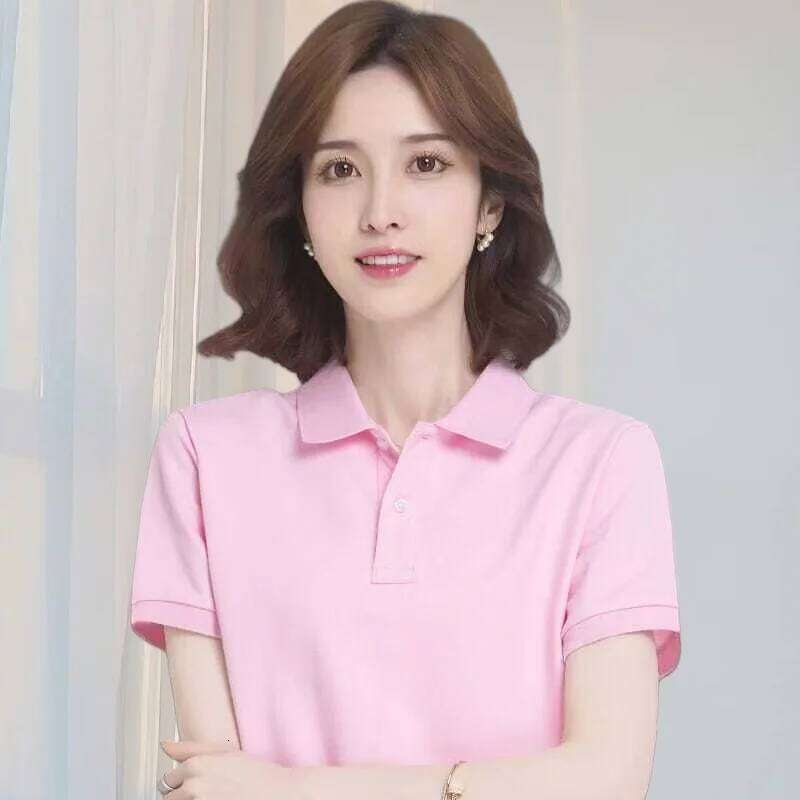 Summer Polo Korean Style Women Cool Ice Silk Short Sleeve Shirt Breathable Quick Dry Casual Shirts Pullover Tee Tops 26W0224