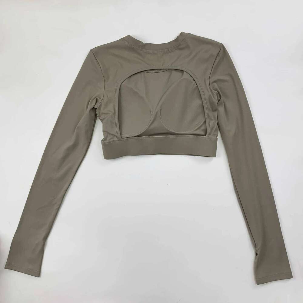 Women's Yoga Top with Chest Pads, Tight-fit Pilates Slimming Sports Long-sleeve Running Quick-dry Training Fitness Wear 26Y0224