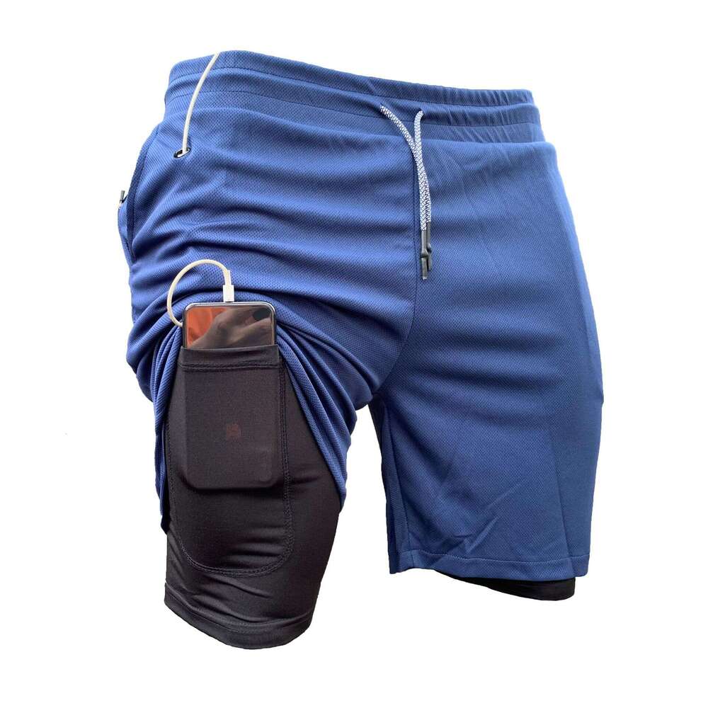 Summer new cross-border fake two-piece casual sports fitness personalized trendy quick-dry shorts with anti-exposure double-layer design