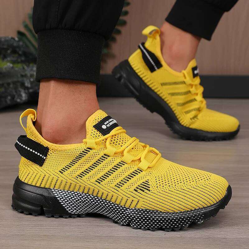Breathable Running Anti Slip Casual Fashionable Training Hiking Outdoor Knitted Lace Up Men's Shoes