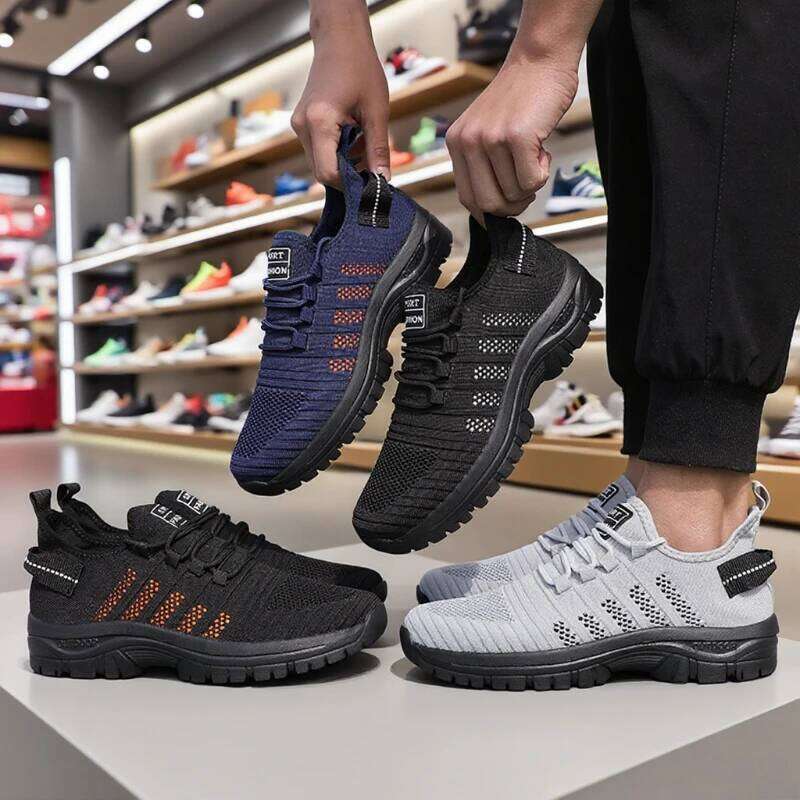 Black Men's Hiking Urban Comfortable Running Casual Shoes for Versatile Style Breathable Outdoor Sneakers Men