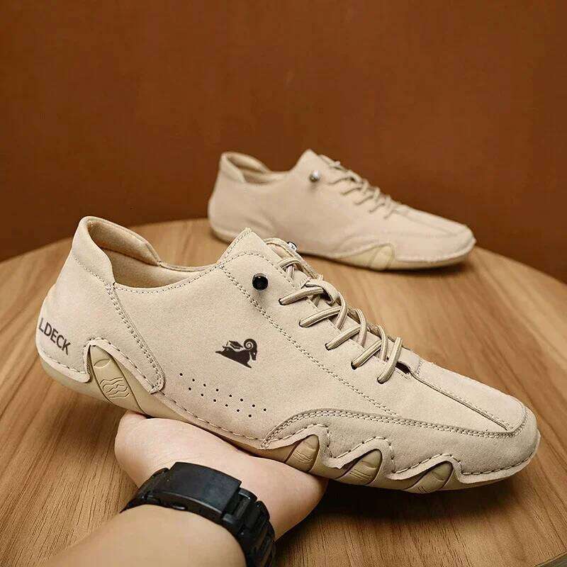 Comfortable Men's Casual High Quality Soft Retro Lace Up Unique Texture Versatile for Office Commuting Le Fu Shoes