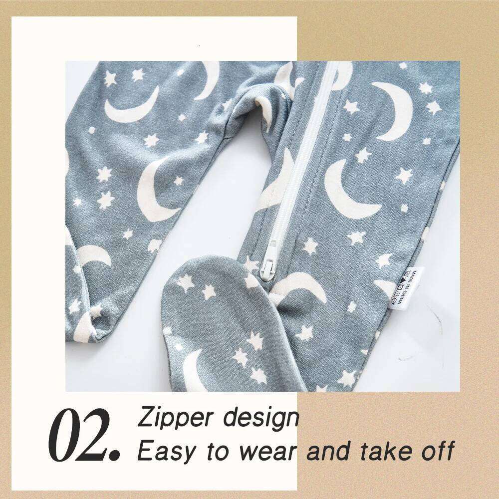 Elinfant Coverall Bamboo Cotton Pajamas Long Design Infant Baby Foot Romper Jumpsuit 26Y0224