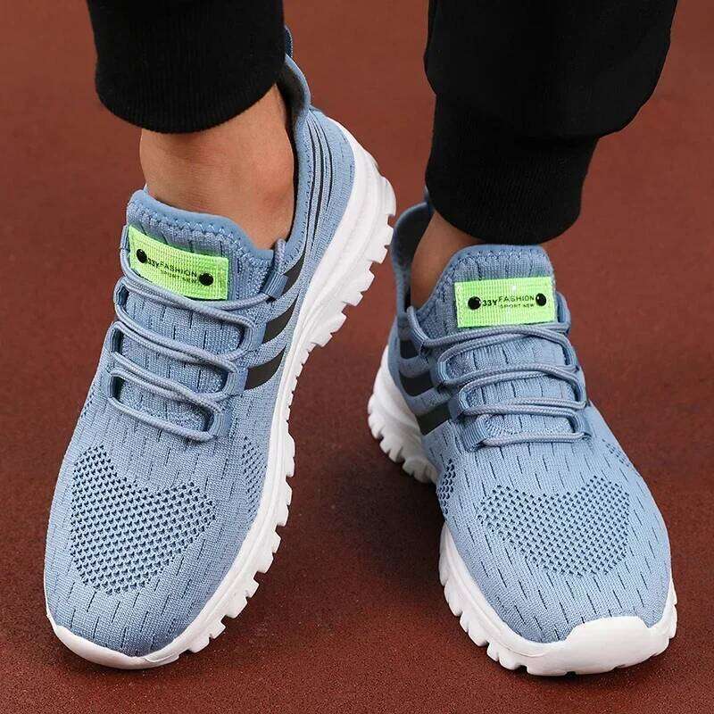 Spring Breathable Sports Men's Casual Running Hollow Mesh Lightweight Anti Slip Work Shoes Sneakers Men