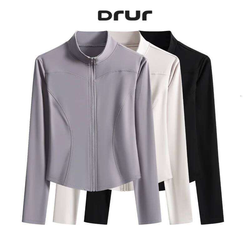 DRUR Autumn Winter Yoga Women Long Sleeve Quick Dry Sports Top Lightweight Silm Fit Zipper Running s Sportswear New 26Y0224