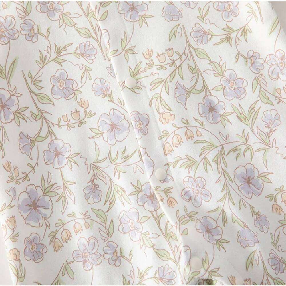 Spring Sleepwear Bodysuit 0-2Y Newborn Infant Girls Cotton Romper Baby Long Sleeve Ruffle Collar Floral Print One-Piece Jumpsuit 26H0224