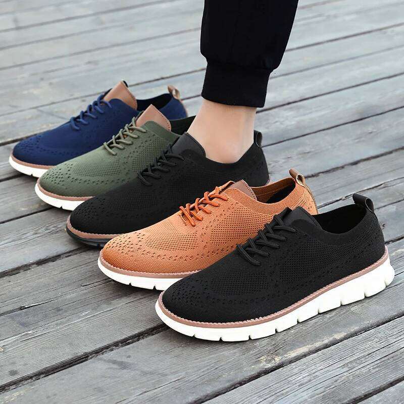 2026 New Trendy Men's Knit Casual Breathable Lightweight Comfortable Daily Walking Sneakers Fashion Mesh Lace-Up Shoes Men