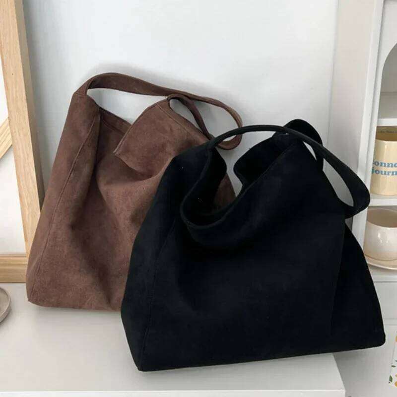 Women Underarm Fashion Tweed Fabric Large Capacity Shoulder Bag Casual for Daily Office Use Solid Color Handbag Z260224
