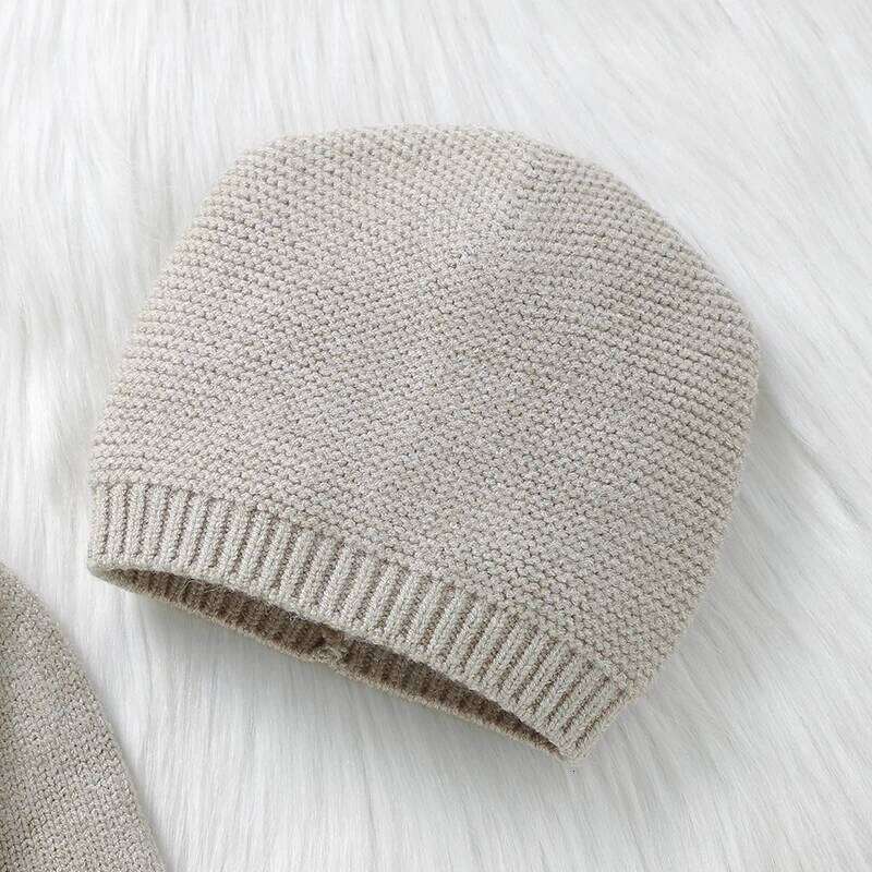 Baby Rompers Set Knit Infant Children Clothes Hat 0-9M Fashion Solid Newborn Girls Jumpsuit Long Sleeve Overalls Pantyhose 2pcs 26Y0224