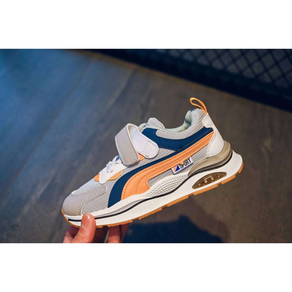 PU Leather Sport For Children Trend Fashion Teenager Kid's Sneakers Soft-soled Ergonomics Boy's Girl's Running Shoes 26W0224