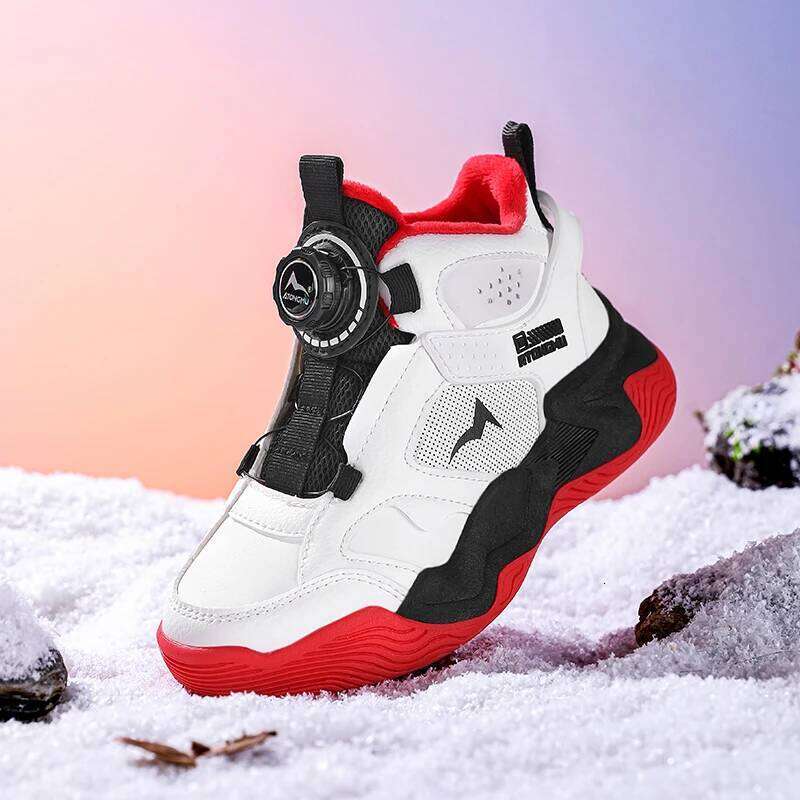 Black Kids Basketball Shoes with Quick Lace System Luxury Tenis Sport Sneakers for Boys School High Top Athletic Footwear Style 26W0224