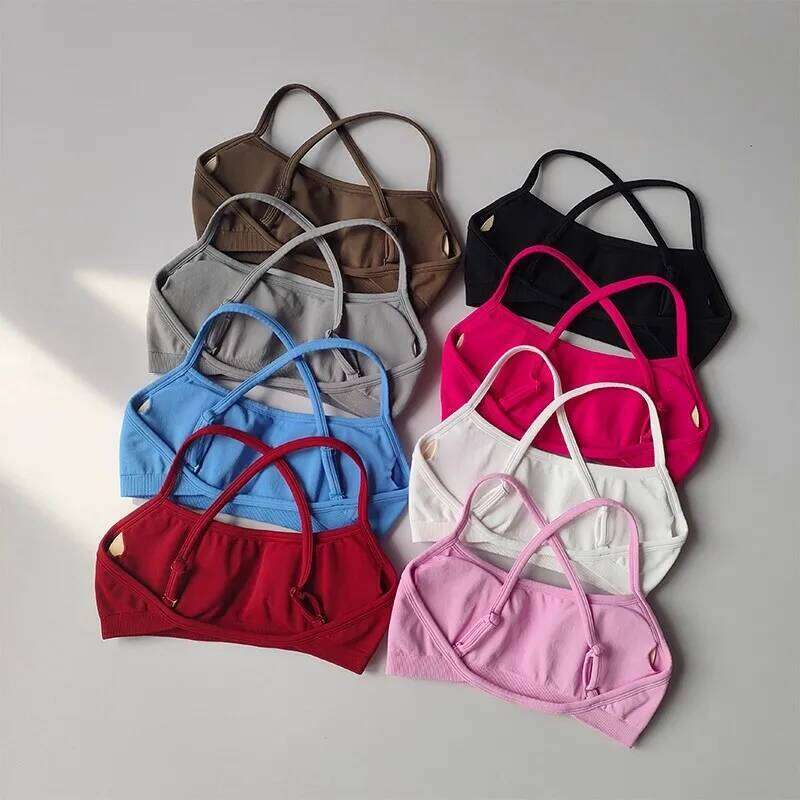 Women's Seamless Yoga Sports Bra Quick Drying Fitness Vest Adjustable Fine Strap Beautiful Design Exercise Training Top 26Y0224