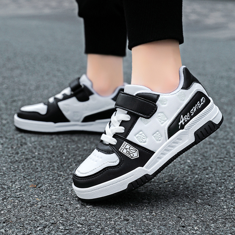 Free shipping Outdoor Sports Black White Kids Sneakers Baby Shoes Spring Autumn Winter Children Sports Shoes Toddlers Boys Girls High Top Basketball S