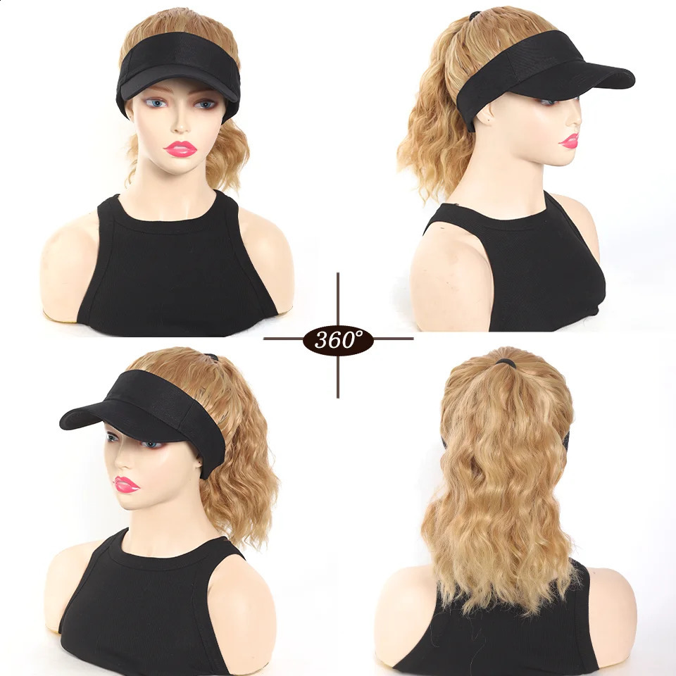 High Temperature Fiber Synthetic Curly Wave Ponytail Wig with Adjustable Buckle Net Baseball Cap - Sporty for All People 260207