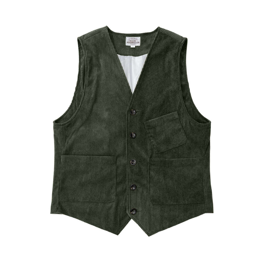 Cross-Border In-Stock Men's Retro Corduroy Vest British Business Casual Top American Style Waistcoat