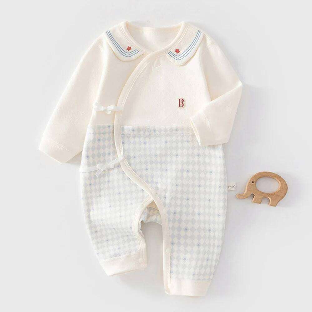Clothes Newborns Cotton Patchwork Spring Autumn Unisex Long Sleeve Baby Rompers For Boys Girls 0 To 6 Months 26H0224