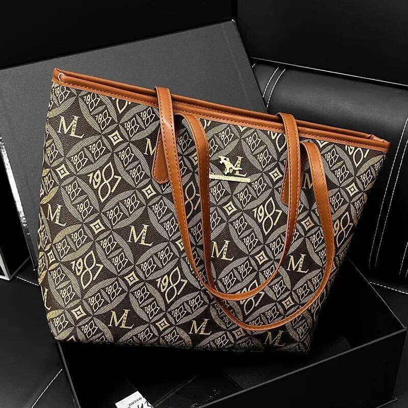 Cross-border printed tote bag for women, new style, single shoulder bag, large capacity, fashionable and trendy, high-quality te Z260224