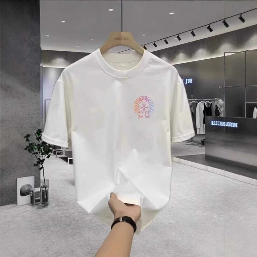 American-Style Heavy-Weight Pure Cotton Short-Sleeve T-Shirt Men, Summer Breathable Trendy Brand, White Loose Fit, Youth Round-Neck Top For Boys