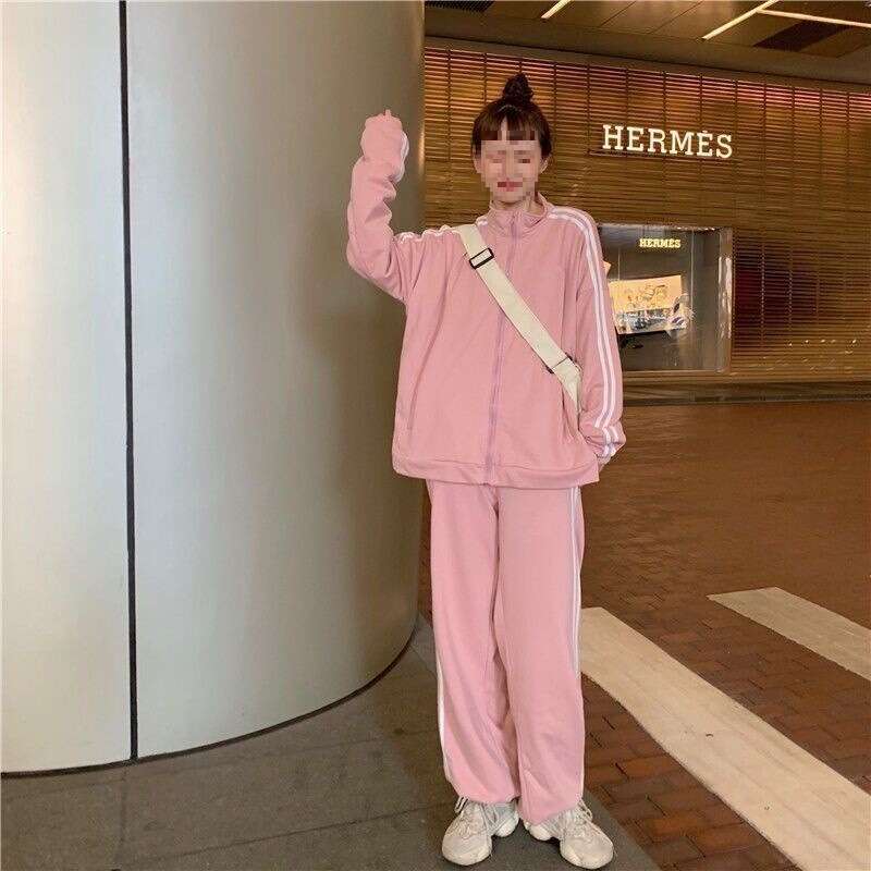 Spring Japanese Sle Casual Two-Piece Set for Women Loose College Sle Soft Blue Outerwear Wide Leg Pants Student Outfit