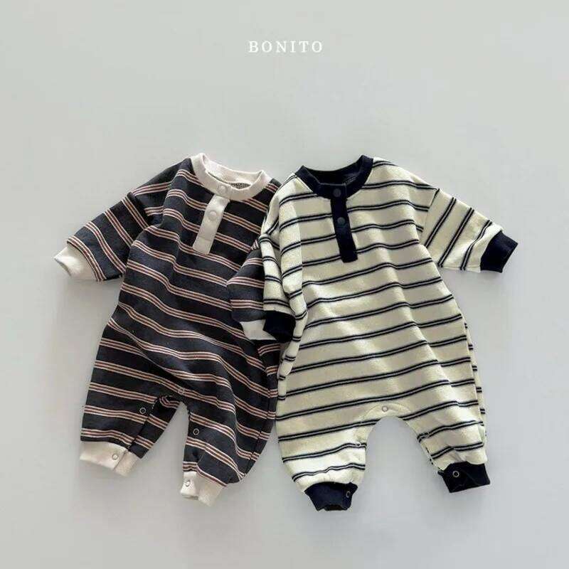 Unisex Baby Spring Autumn Warm Romper Infant Striped Bodysuit Boys & Girls Cute Long-Sleeve Outdoor Jumpsuit 26H0224