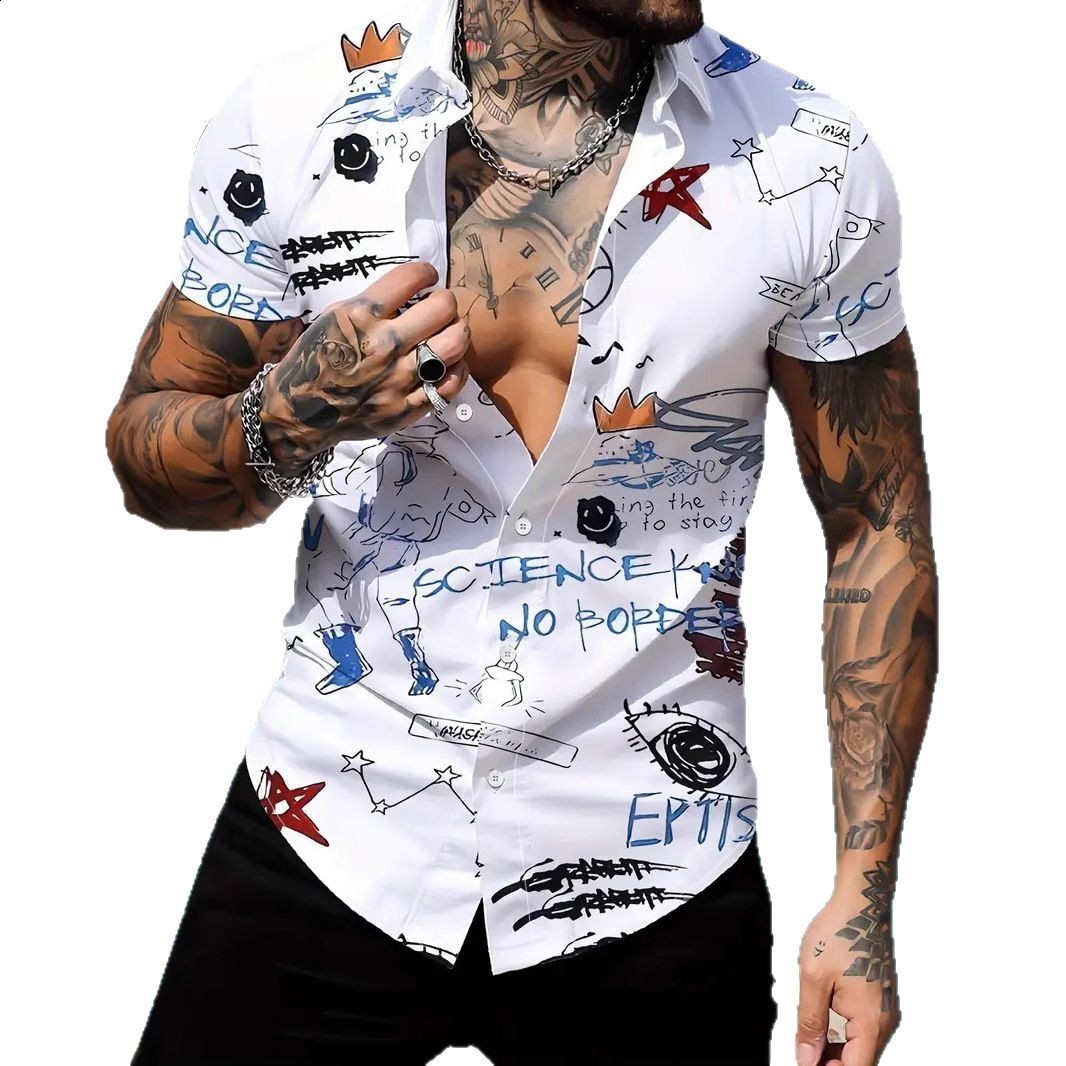 2025 Summer Mens Travel and Vacation Trend 3D Printed Short Sleeve Casual Shirt 240807