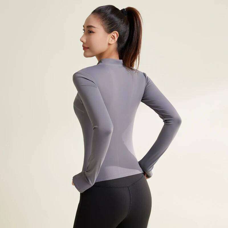 Slim Tight Long Sleeve Sports Women Zip Fitness Yoga Shirt Winter Warm Gym Top Activewear Running Coat UV protection 26Y0224