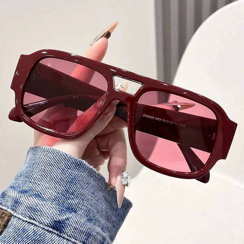 Fashion Double Bridges Square Sunglasses Women Candy Color Retro Wide Legs Men Sun Glasses Man Shades UV400 Gafas De Sol 26W0224