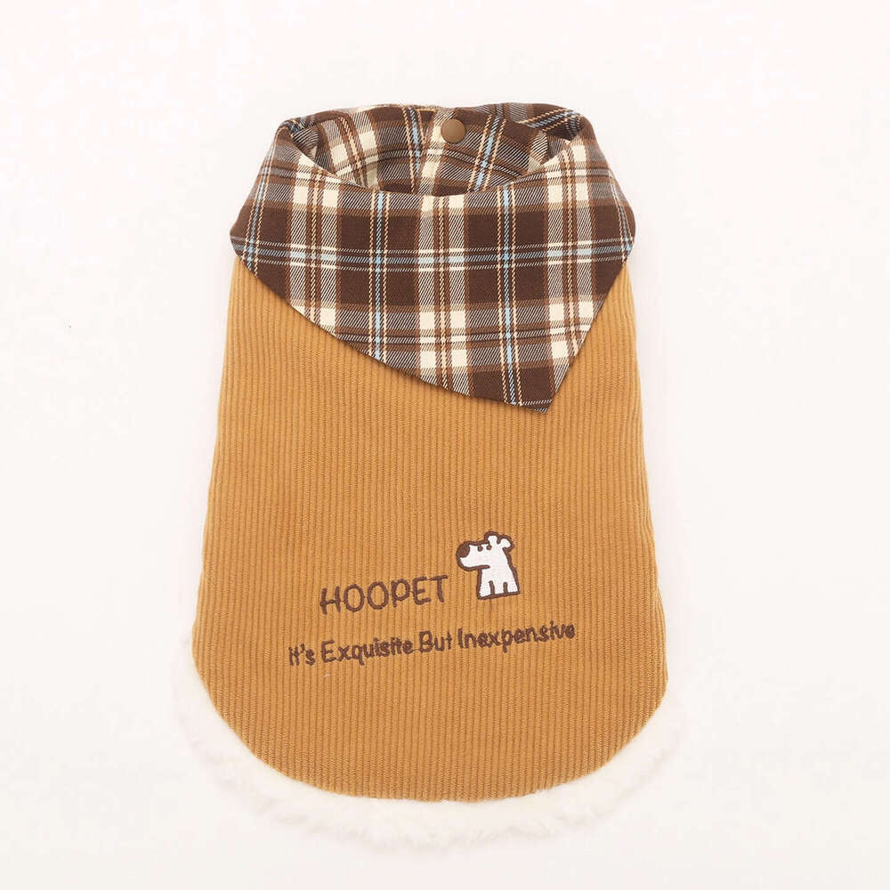 Famous brand Hoopet Pet Plaid Collar Corduroy for Cats Small Dogs Autumn and Winter Outdoor Warm Dog Vest Clothing pupakaIK