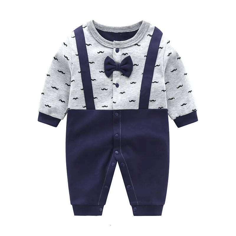 New Baby Boys 100% Cotton Formal Romper Clothes Toddler Kids Gentleman Outfit One-Piece Clothing Handsome Jumpsuit Party Suit 26H0224