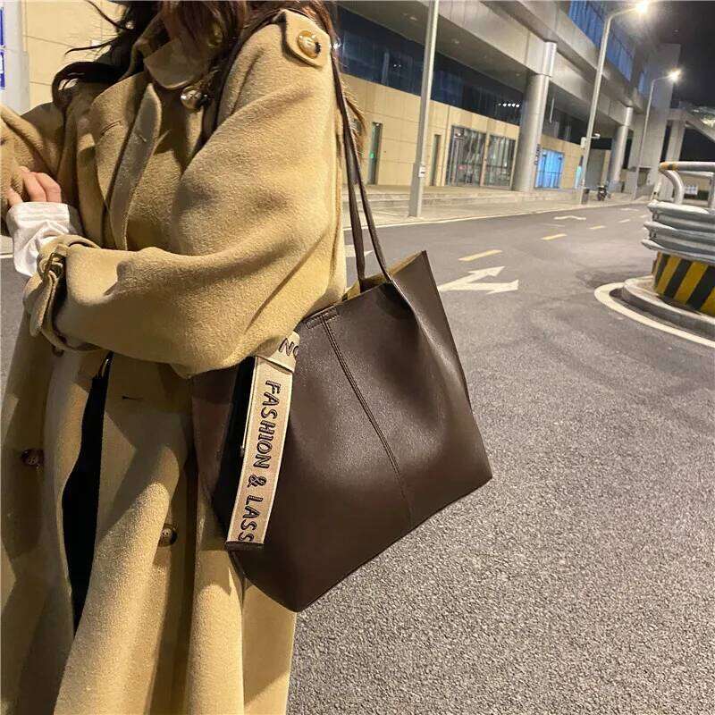 Large Capacity Woman Shoulder Shopper Design Handbag Women's Leather Solid Soft Tote Simple Fashion Luxury Brand Female Bag Z260224